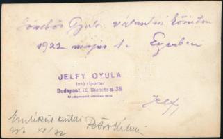 1922 Gömbös Gyula (1886-1936) választási körúton Egerben Bethlen Istvánnal, Jelfy Gyula hátoldalt pe...