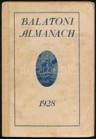 1928 Balatoni almanach. 1928. augusztus hó 5. Szerk.: Walikovszky Károly. I. évf. Az Országos Balatoni Ünnepségek emlékére kiadja a Balatoni Kulturnap rendezősége. Bp., 1928, Pallas-ny., 176+24 (korabeli reklámok) p. Egészoldalas és szövegközti fotókkal illusztrált. Lóczy Lajos, Ilovszky János, Tábori Kornél, Klebelsberg Kunó, Krúdy Gyula, Vass József és mások írásaival. Kiadói papírkötés, foltos borítóval, javított, pótolt gerinccel.