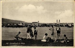 1932 Vác, Strandfürdő és látkép, fürdőzők (r)