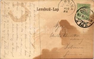 1907 Budapest VIII. Nemzeti színház. Montázs urakkal és hölgyekkel (fl)