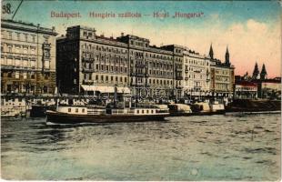 1912 Budapest V. Hotel Hungária szálloda, gőzhajó, uszály