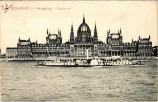 1911 Budapest V. Országház, Parlament, "HATTYÚ" gőzüzemű ingahajó (felületi sérülés / surface damage)