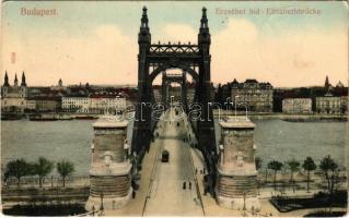 1908 Budapest, Erzsébet híd, villamos. Taussig A. 8703. (EK)
