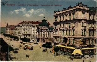 1918 Budapest XIII. Lipót körút a Vígszínházzal, villamos, Club Kávéház (EK)