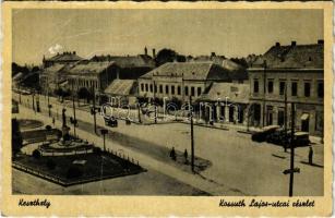 Keszthely, Kossuth Lajos utca, autók, üzletek (EK)