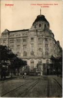 1910 Budapest V. Pesti Magyar Kereskedelmi Bank új palotája, villamos. Ma József Attila utca és Széchenyi István tér sarka