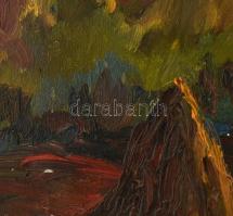 Jelzés nélkül: Dombos táj. Olaj, vászon, kissé sérült. Kopott fakeretben, 60x80 cm