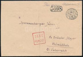 1946 (15. díjszabás) Levél 40.000.000 P készpénz bérmentesítéssel piros "TAXE PERÇUE" bélyegzéssel "BÁTASZÉK" - Münichholz, Ausztria