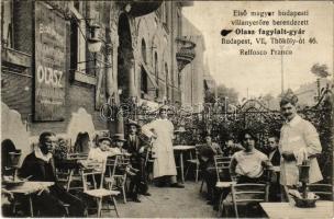 Budapest XIV. Reffosco Franco Első magyar villanyerőre berendezett olasz fagylalt gyára, terasz. Thököly út 46. Hátoldalon Wagner Hangszerkirály reklám (fl)