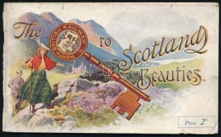 cca 1910 The North British Railway to Scotlands Beauties, képes skóciai utazási, turisztikai ismertető, angol nyelvű, McCorquodale & Co. Ltd., Glasgow, 48 p., kissé sérült borítóval