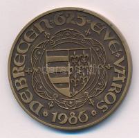 Tóth Sándor (1933-2019) 1986. "Debrecen 625 éve város - Nagy Lajos" kétoldalas bronz emlék...