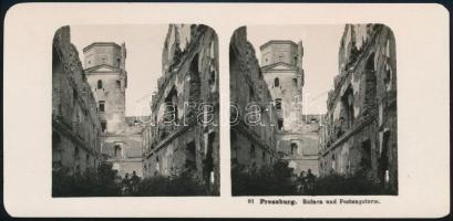 1904 Pressburg / Pozsony, romok és vártorony, sztereofotó, 9×18 cm