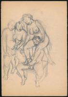 Jelzés nélkül: Erotikus jelenet. Ceruza, papír. 15x22cm