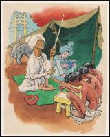 Jelzés nélkül: Keleti írótanoncok. Vegyes technika, papír. 19,5x15cm