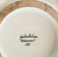 Viktória mintás váza, Fischer Vilmos, Kolozsvár, 1881, kézzel festett porcelán, jelzett, kopott, Bal...