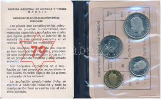 Spanyolország 1975. (1979.) 1P-50P (4xklf) forgalmi szett tanúsítvánnyal, leírással, eredeti műanyag tokban T:1 (BU) ujjlenyomat, patina  Spain 1975. (1979.) 1 Peseta - 50 Pesetas (4xdiff) coin set with certification, description, in original plastic case C:UNC (BU) fingerprints, patina