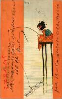 1900 Geisha IV. / Asian style Art Nouveau s: Raphael Kirchner