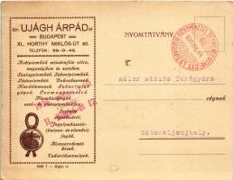 1936 Jegylyukasztó - Kalaúzfogó, acélplombafogó, acélplomba. Özv. Ujágh Árpádné reklámlapja, Budapes...