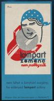 Lampart zománc számolócédula, Irsai István (1896-1968) grafikája, felüleltén törésnyom