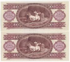 1992. 100Ft (2x) sorszámkövetők "B 235 127314 - B 235 127315" T:I Adamo F37