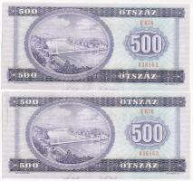 1990. 500Ft (2x) sorszámkövetők, nyomdai festékfoltok és látványos papírránc T:I Adamo F42