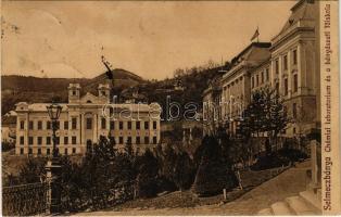 1913 Selmecbánya, Schemnitz, Banská Stiavnica; Chémiai (kémiai) laboratórium és a bányászati főiskola. Grohmann kiadása / chemical laboratory and the mining academy (fl)