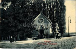 1909 Pöstyén, Piestany; Park kápolna, infanterista. W.L. Bp. 5734. / Parkkapelle / park chapel, spa carriage (szakadás / tear)