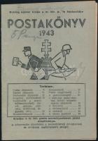 1943 Postakönyv, reklámokkal, hátsó borítólap lyukasztott, 32p