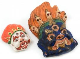 2 darab porcelán és kerámia maszk egyik kézzel festett 10-17 cm
