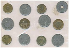 Egyiptom 12db-os szuvenír forgalmi összeállítás fotóval T:2,2- Egypt 12pcs in souvenir coin set with a photo C:XF,VF
