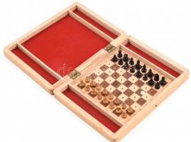 Úti sakk készlet fából, összecsukható 16x20 cm