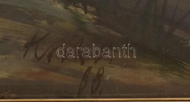 Koch Vilmos (1927-2006): Visegrádi táj, olaj, farost, jelzett, Képcsarnokos, üvegezett keretben 60×8...