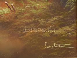 Pap Adorian Venetti ( - ): Ökrök szekérrel. Olaj, kasírozott vászon, dekoratív keretben. 50x70cm