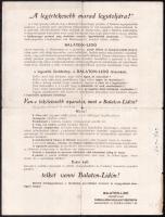 cca 1930 Balaton-Lidó parcellázási terve, térképpel illusztrált, kétoldalas reklám nyomtatvány, szakadásokkal, középen szétvált, 47x31,5 cm + A Zánkai Fürdőtelep Egyesület felhívása a parcellatulajdonosokhoz