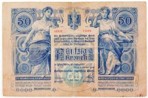 1902. 50K "1319 39448" olvashatatlan felülbélyegzéssel T:III,III- nagyobb szakadások Hunga...