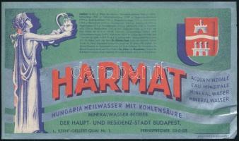 Harmat Hungaria Heilwasser mit Kohlensäure címke, hajtott, gemkapocs nyommal