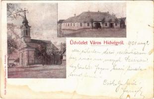1901 Városhídvég (Szabadhídvég), református templom, Nagy vendéglő. Alpár fényképész kiadása (szakadás / tear)