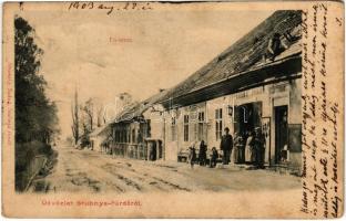 1903 Stubnyafürdő, Túróchévíz, Stubnianske Teplice, Turcianske Teplice; Fő utca, Stransky Jakab üzlete és saját kiadása / main street, publisher's shop (b)