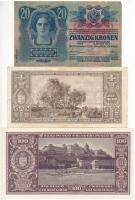 1913. 20K II. kiadás piros "DEUTSCHÖSTERREICH" felülbélyegzéssel + 1945. 100P + 1946. 1.00...