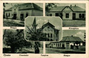 1944 Újszász, Községháza, utca, templom, Hangya üzlete és saját kiadása (Rb)