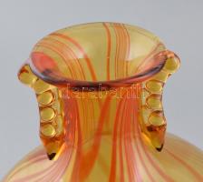 Muránói borostyán színű, fújt, üvegváza, hibátlan, jelzés nélkül m: 26 cm