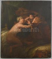 Jelzés nélkül: Szerelmi kötelék. (Feltehetően osztrák festő, 1800 körül) Olaj, fa, 27,5x24cm