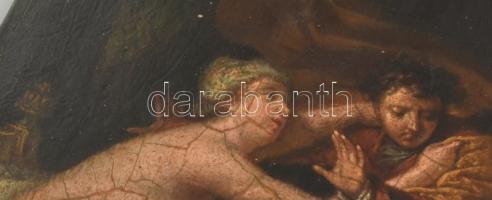 Jelzés nélkül: Szerelmi kötelék. (Feltehetően osztrák festő, 1800 körül) Olaj, fa, 27,5x24cm