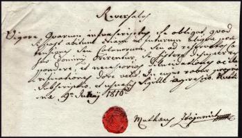 1810 Latin nyelvű okmány viaszpecséttel
