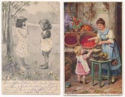 16 db RÉGI gyerek motívum képeslap vegyes minőségben / 16 pre-1945 children motive postcards in mixe...