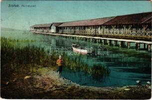 1914 Siófok, Balaton part, fürdőház (EB)
