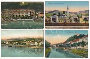 12 db RÉGI bosnyák és horvát város képeslap vegyes minőségben / 12 pre-1945 Bosnian and Croatian town-view postcards in mixed quality