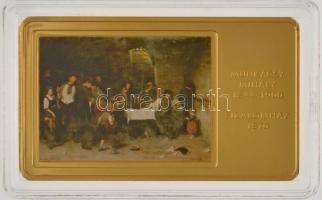 2014. "A magyar festészet remekművei / Munkácsy Mihály 1844-1900 / Krisztus Pilátus előtt 1881." aranyozott, multicolor Cu emlékérem (35x60mm) T:PP