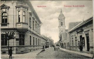 1909 Komárom, Komárno; Iskola utca, Girch József üzlete. Freisinger Mór kiadása / street view, shops