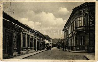 1934 Komárom, Komárno; Jókai utca, Girch József üzlete, automobil / street view, shops, automobile (ázott sarkak / wet corners)